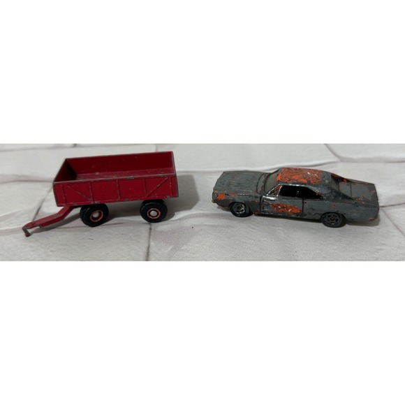 ERTL Other - Vintage ERTL 1969 Dodge Charger Gray Orange and Red Farm‎ Trailer Diecast Set
